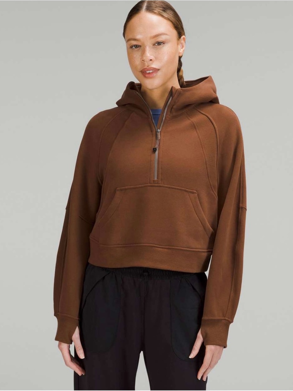 Lululemon Scuba Oversized Half Zip Hoodie Roasted Brown XS/S